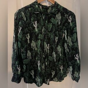 Topshop Black and Green Cactus 🌵 Button Down Shirt